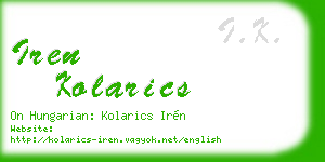 iren kolarics business card