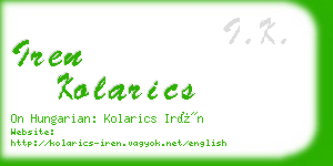 iren kolarics business card